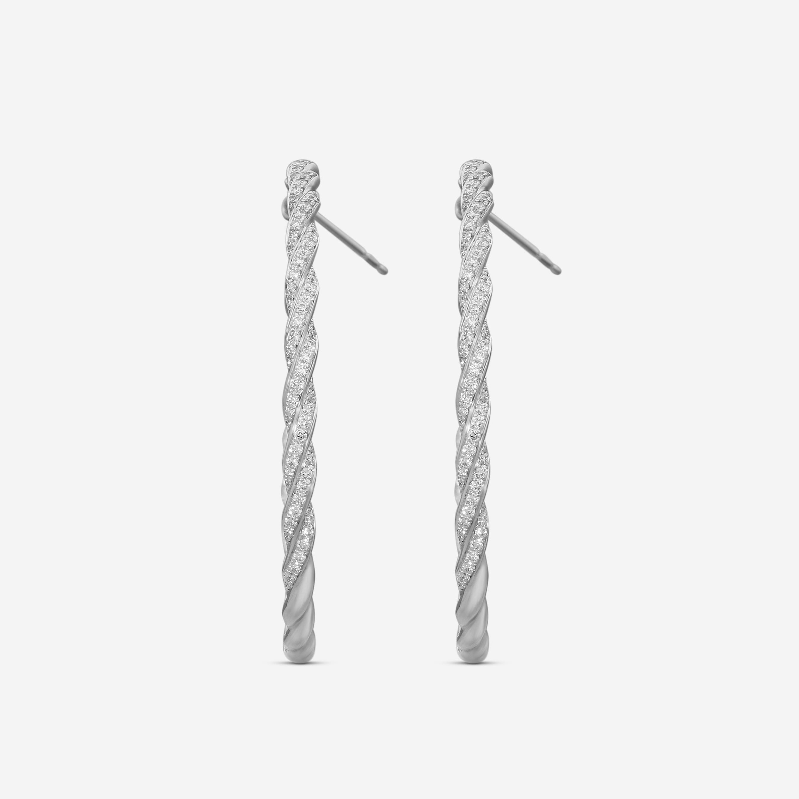 Mémoire 18K White Gold Full Pavé Rope Hoop Earrings CHHO38445458W72000 - THE SOLIST
