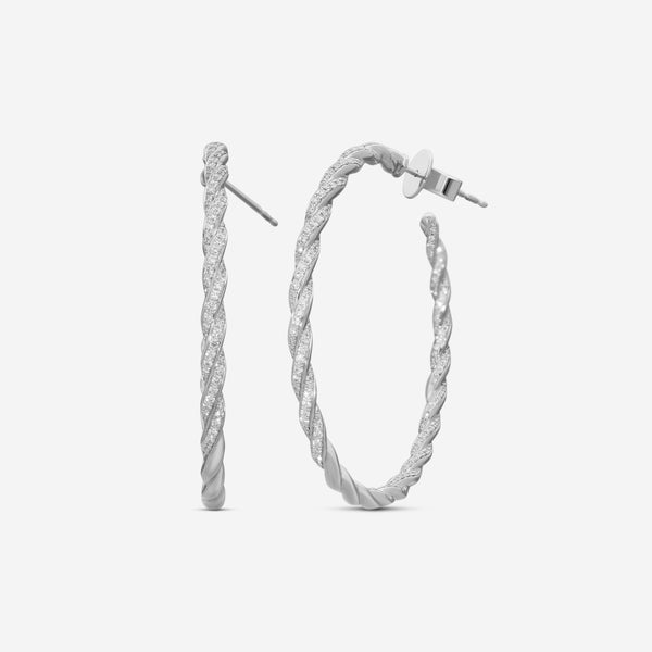 Mémoire 18K White Gold Full Pavé Rope Hoop Earrings CHHO38445458W72000 - THE SOLIST