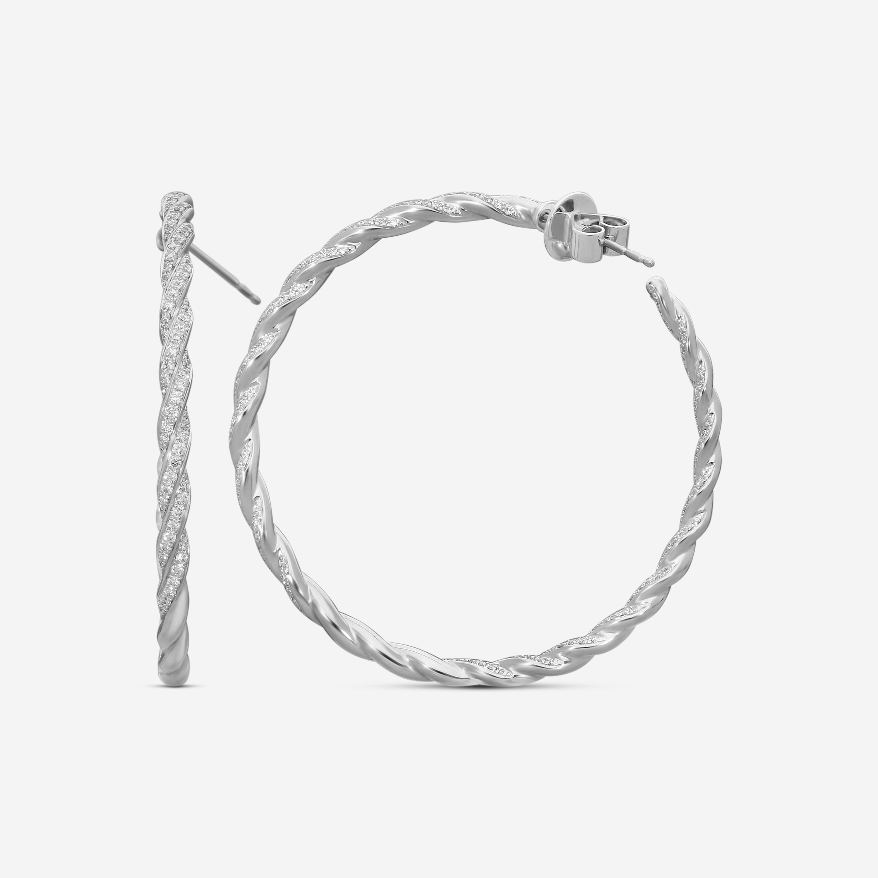 Mémoire 18K White Gold Full Pavé Rope Hoop Earrings CHHO38445458W72000 - THE SOLIST