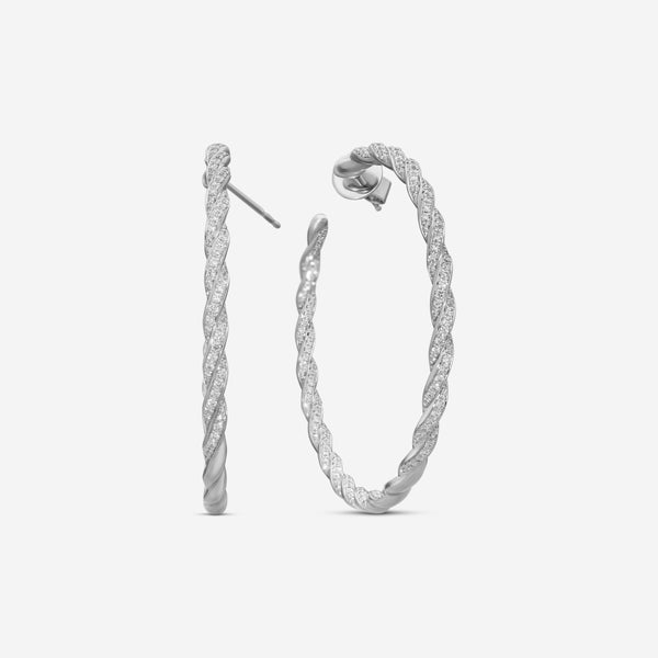 Mémoire 18K White Gold Full Pavé Rope Hoop Earrings CHHO38445458W72000 - THE SOLIST