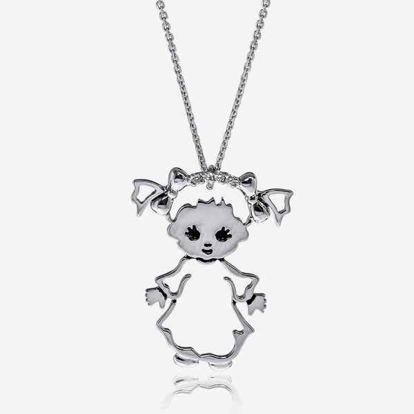Minu by Giovanni Ferraris 18K White Gold Diamond Girl Pendant Necklace CL1669AB-L - THE SOLIST