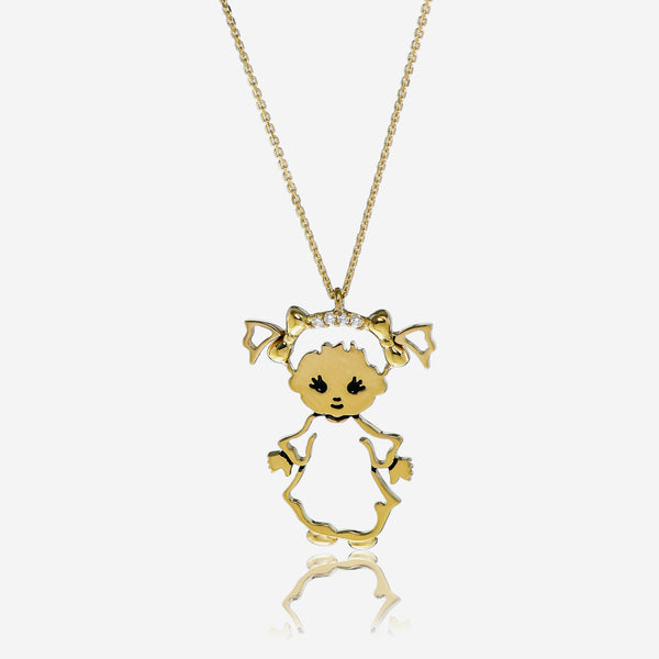 Minu by Giovanni Ferraris 18K Yellow Gold Diamond Girl Pendant Necklace CL1669AG-L - THE SOLIST