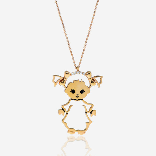 Minu by Giovanni Ferraris 18K Rose Gold Diamond Girl Pendant Necklace CL1669CR-L - THE SOLIST