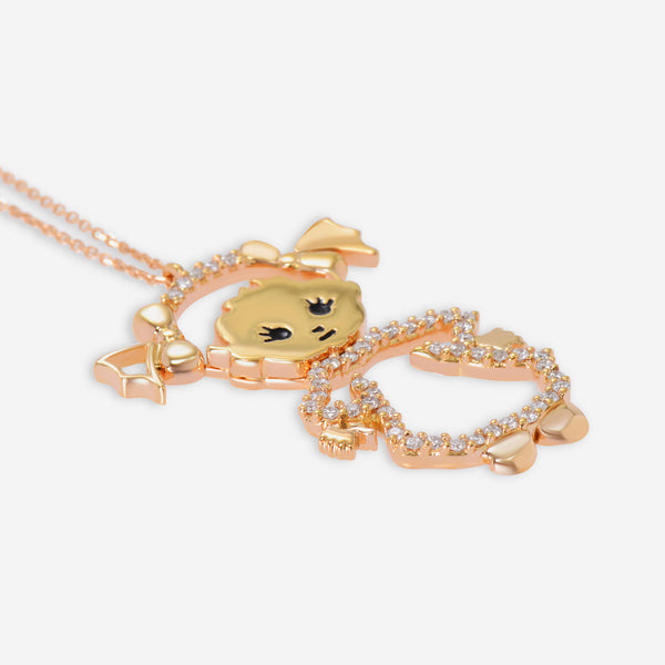Minu by Giovanni Ferraris 18K Rose Gold Diamond Girl, Pigtails Pendant Necklace CL1669DR-L