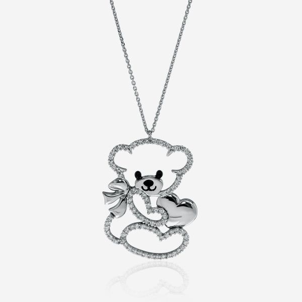 Minu by Giovanni Ferraris 18K White Gold Diamond 1.00ct. tw. Bear, a Heart Pendant Necklace CL1670DB-L - THE SOLIST