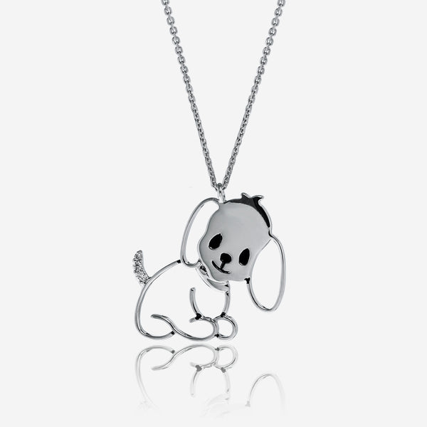 Minu by Giovanni Ferraris 18K White Gold Diamond Playful Puppy Pendant Necklace CL1745AB-L