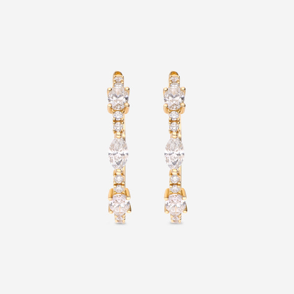 Ina Mar 14K Yellow Gold, Round and Oval Shape Diamonds 1.69ct. twd. Hoop Earrings CN/566433