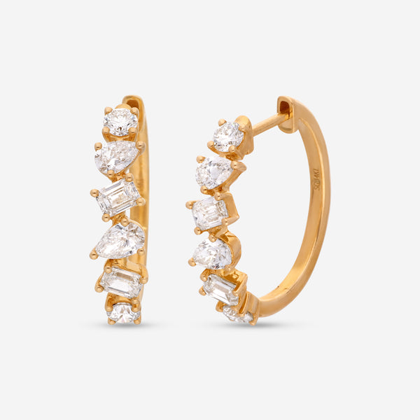 Ina Mar 14K Yellow Gold, Diamonds 2.32ct. twd. Small Hoop Earrings CN/566741 - THE SOLIST