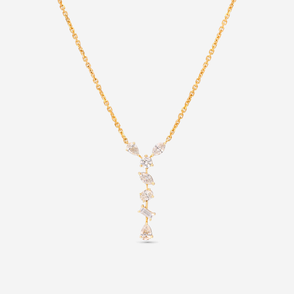 Ina Mar 14K Yellow Gold, Multi Shape Drop Diamond 1.00ct. twd. Pendant Necklace CN/567696 - THE SOLIST
