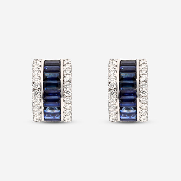 Ina Mar 14K White Gold Diamonds 0.72ct.tw and 3.09ct.tw Blue Sapphire Earrings IMKGK40