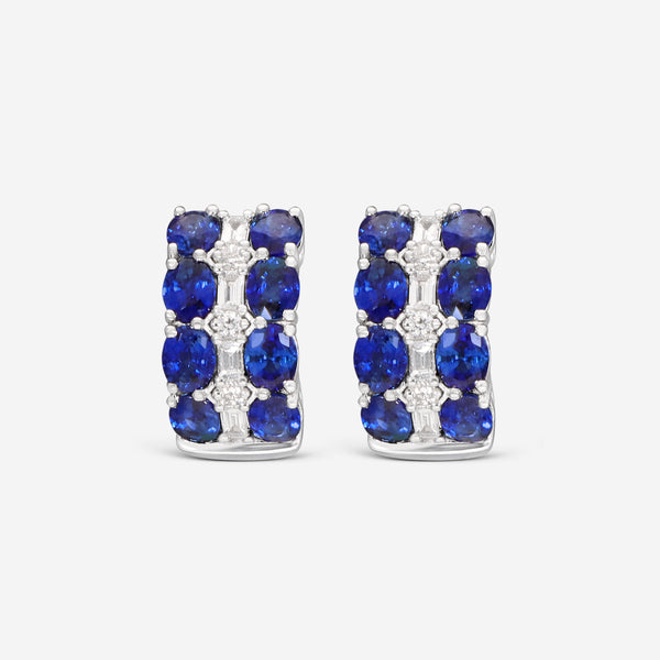 Ina Mar 14K White Gold 0.43ct.tw Diamond and 4.06ct.tw Blue Sapphire Earrings IMKGK42