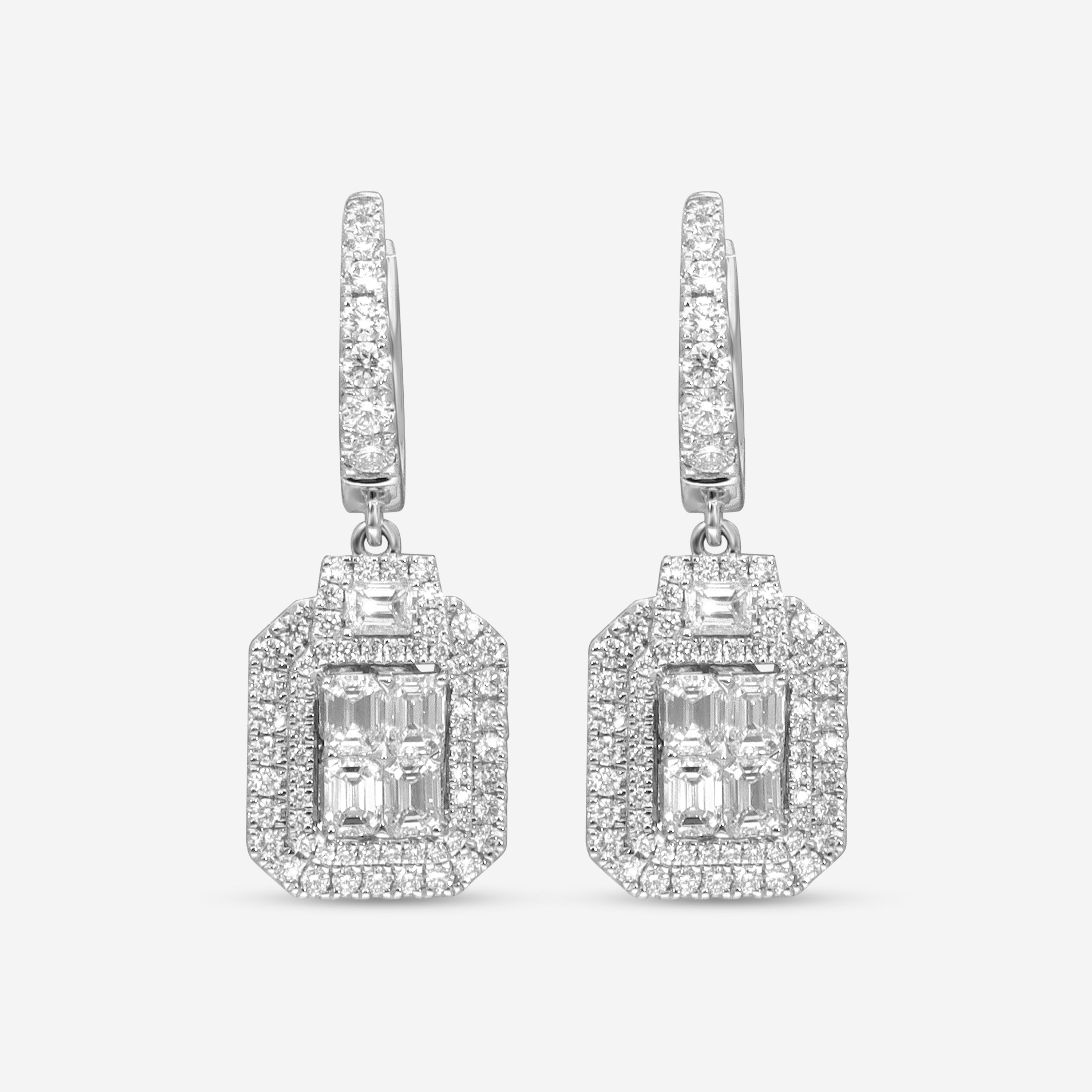 Ina Mar 18K White Gold, Diamond 2.17ct. tw Cluster Drop Earrings IMKGK10