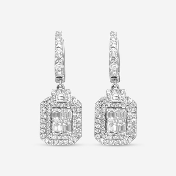 Ina Mar 18K White Gold, Diamond 2.17ct. tw Cluster Drop Earrings IMKGK10 - THE SOLIST