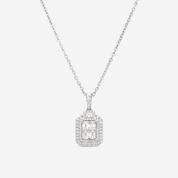 Ina Mar 18K White Gold, Diamond 1.35ct. tw. Cluster Pendant Necklace IMKGK09