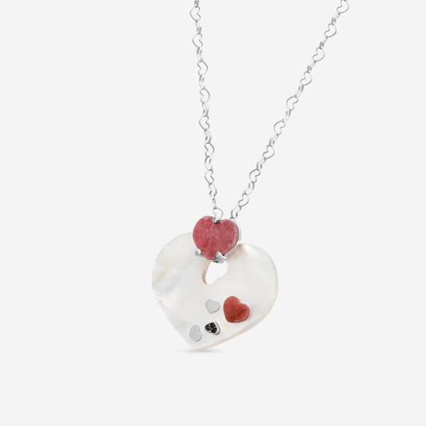 Nanis 18K White Gold Black Diamond & Mother of Pearl Heart Pendant Necklace CS16-524 - THE SOLIST