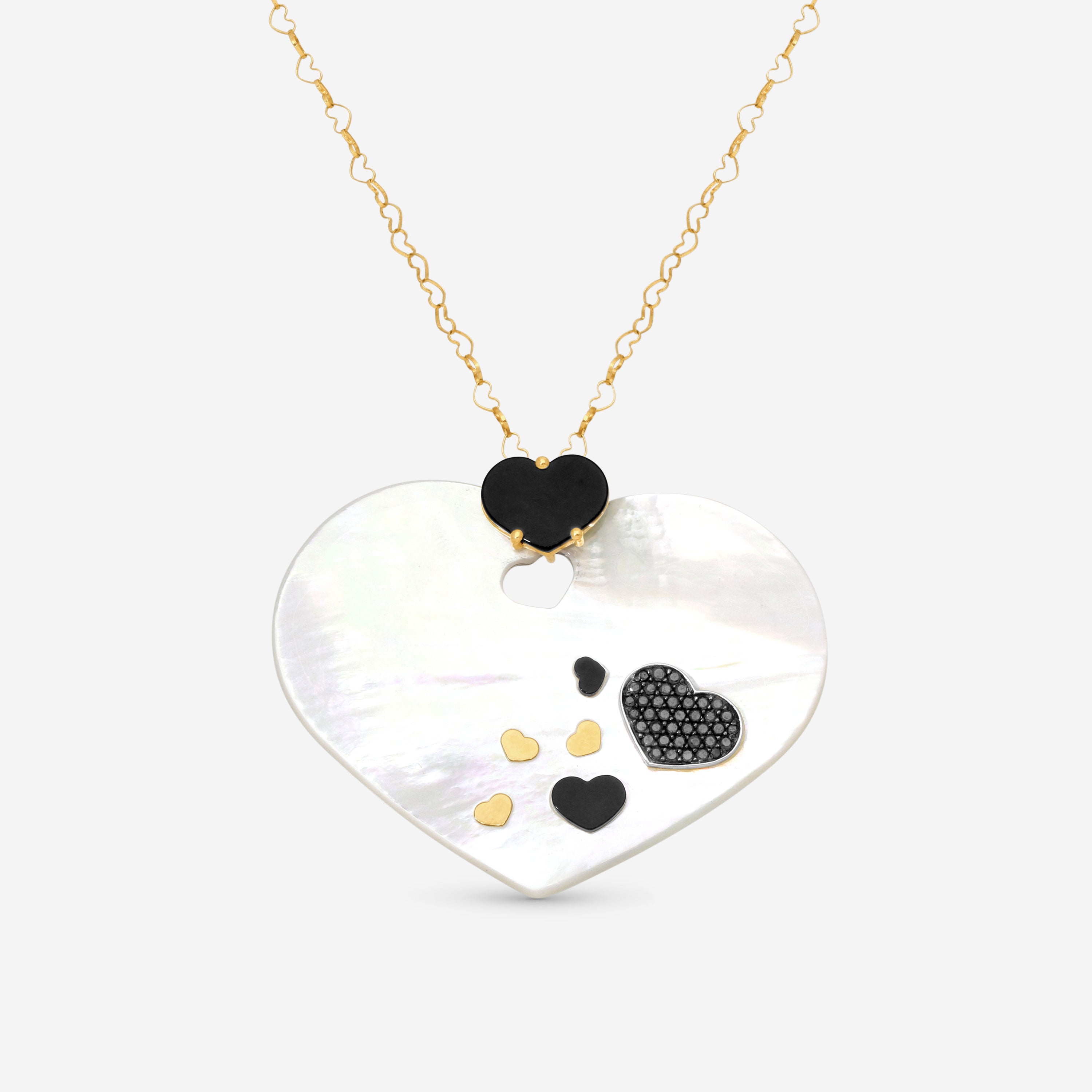 Nanis 18K Yellow Gold Black Diamond & Mother of Pearl Pendant Necklace CS4-524 - THE SOLIST