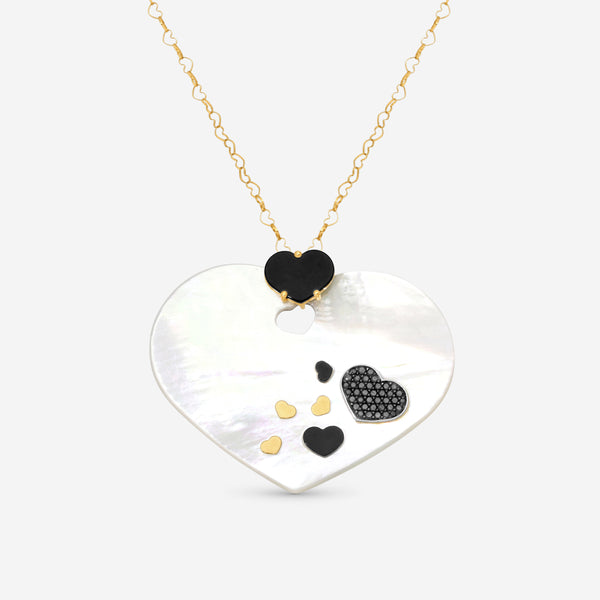 Nanis 18K Yellow Gold Black Diamond & Mother of Pearl Pendant Necklace CS4-524 - THE SOLIST