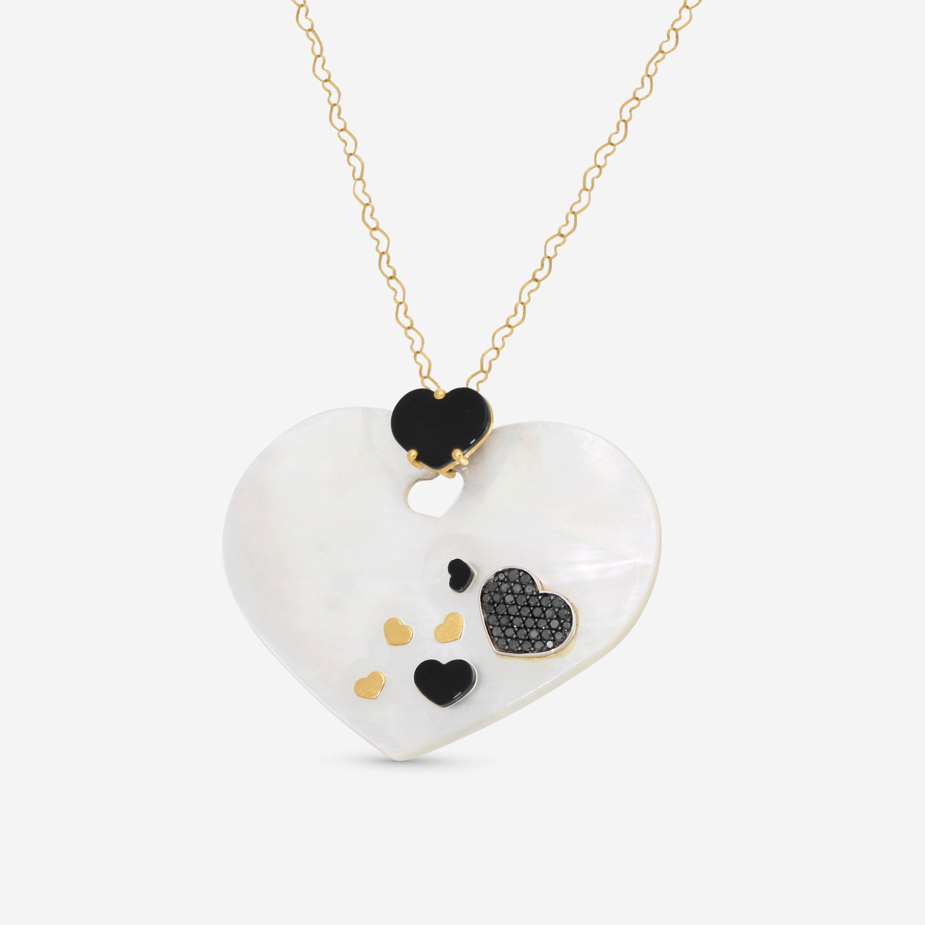 Nanis 18K Yellow Gold Black Diamond & Mother of Pearl Pendant Necklace CS4-524 - THE SOLIST