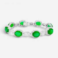 Diana M. Jewels 18K White Gold Emerald & Diamond Link Bracelet CSB40