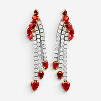 Diana M. Jewels Platinum & 18K Yellow Gold Ruby Diamond Chandelier Earrings CSE2