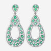 Diana M. Jewels 18K White Gold Emerald & Diamond Drop Earrings CSE215