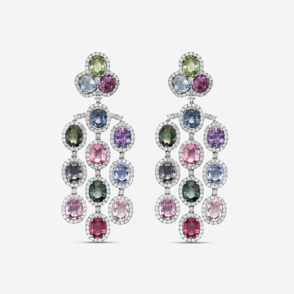 Diana M. Jewels 18K White Gold Sapphire & Diamond Chandelier Earrings CSE242