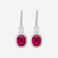Diana M. Jewels 18K White Gold Ruby & Diamond Drop Earrings CSE260