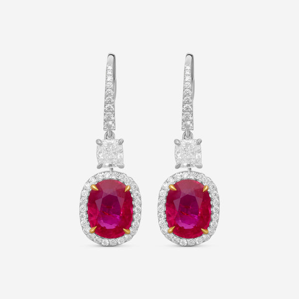 Diana M. Jewels 18K White Gold Ruby & Diamond Drop Earrings CSE260