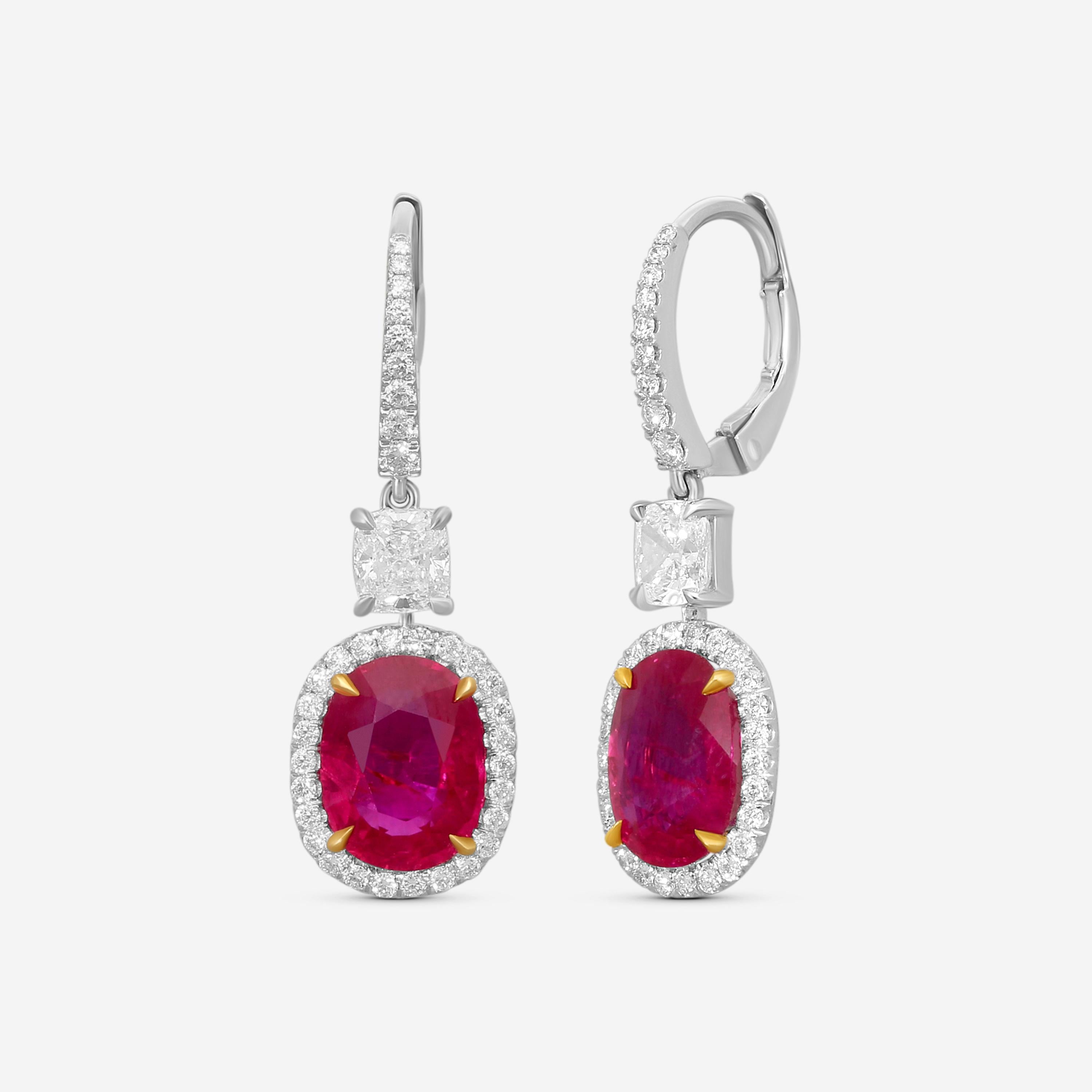 Diana M. Jewels 18K White Gold Ruby & Diamond Drop Earrings CSE260