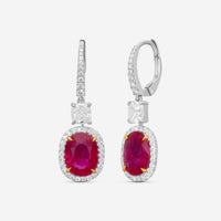 Diana M. Jewels 18K White Gold Ruby & Diamond Drop Earrings CSE260