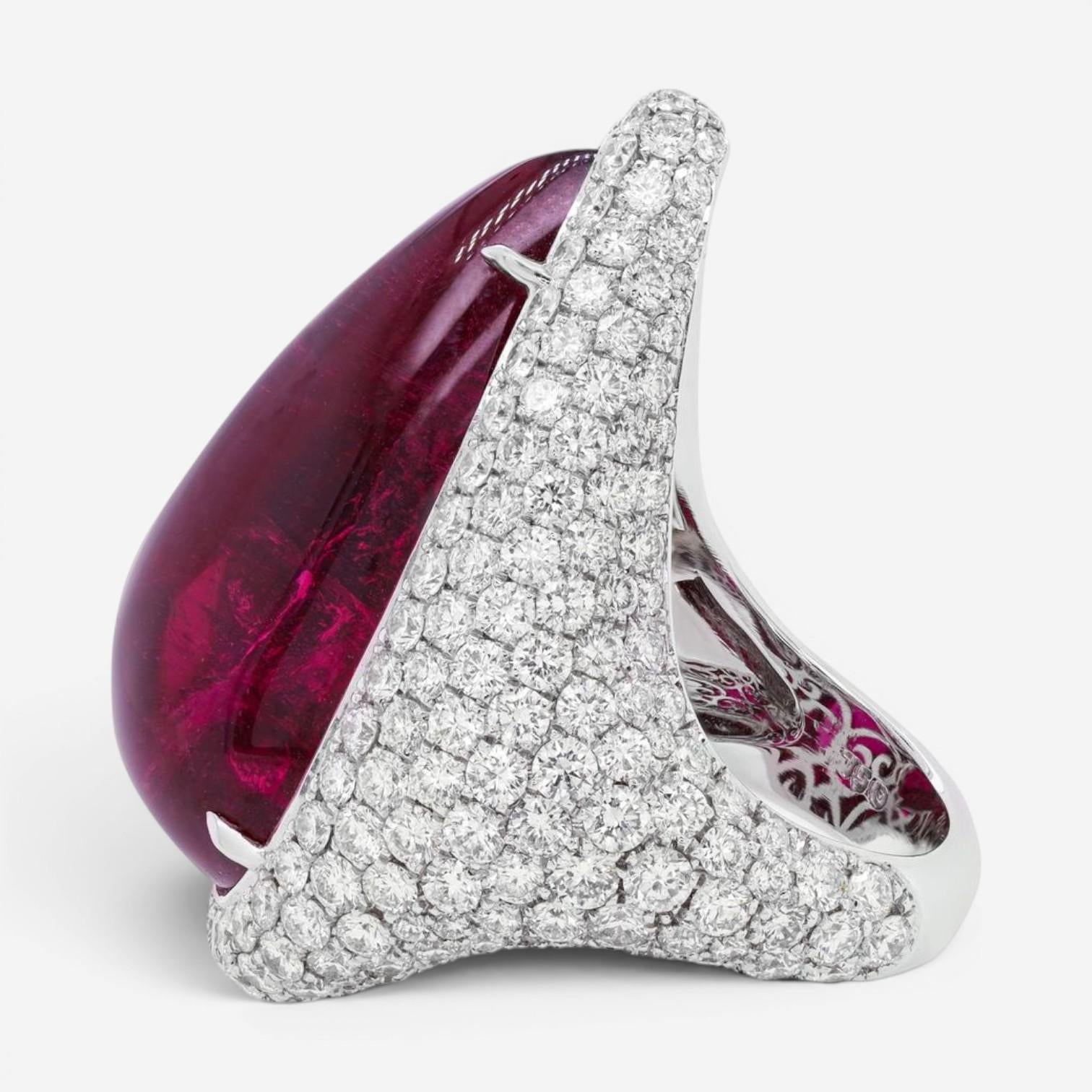 Diana M. Jewels 18K White Gold Tourmaline & Diamond Statement Ring Sz. 6 CSR51