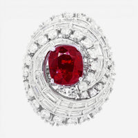 Diana M. Jewels 18K White Gold Ruby & Diamond Statement Ring CSR76