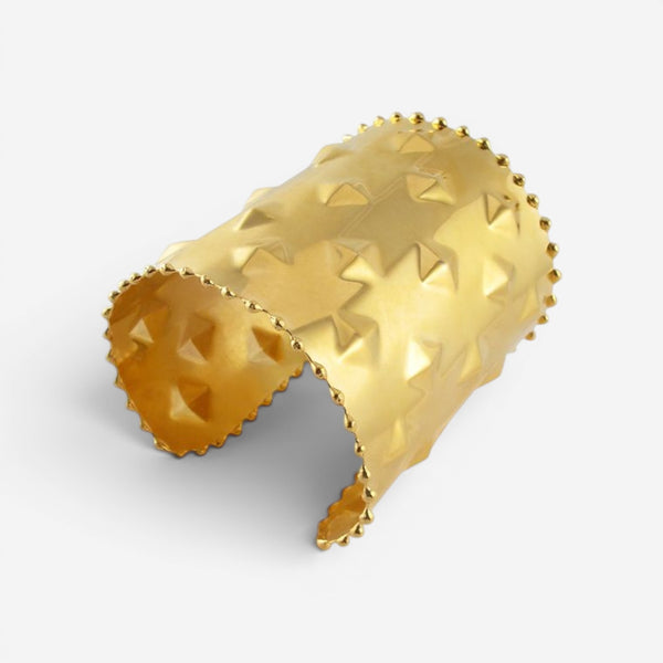 Devon Leigh 18K Yellow Gold Plated Brass Embossed Cuff Bracelet CUFF290-G