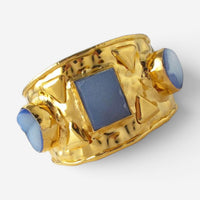 Devon Leigh 18K Yellow Gold Plated Brass Druzy Cuff Bracelet CUFF62-BL