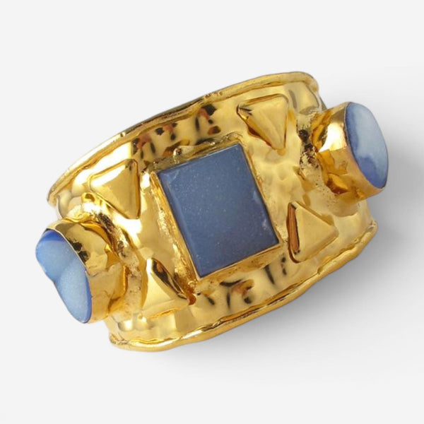 Devon Leigh 18K Yellow Gold Plated Brass Druzy Cuff Bracelet CUFF62-BL