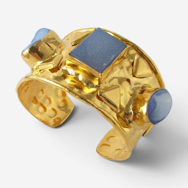 Devon Leigh 18K Yellow Gold Plated Brass Druzy Cuff Bracelet CUFF62-BL