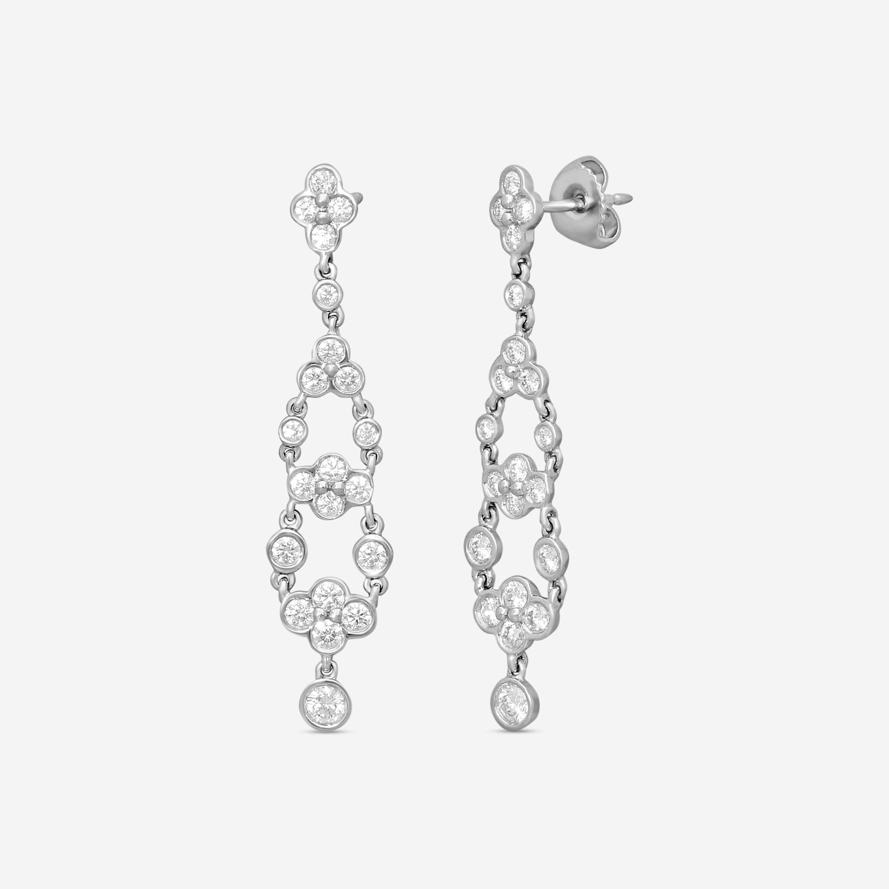 Suna Platinum Diamond Drop Lace Earrings E2420P