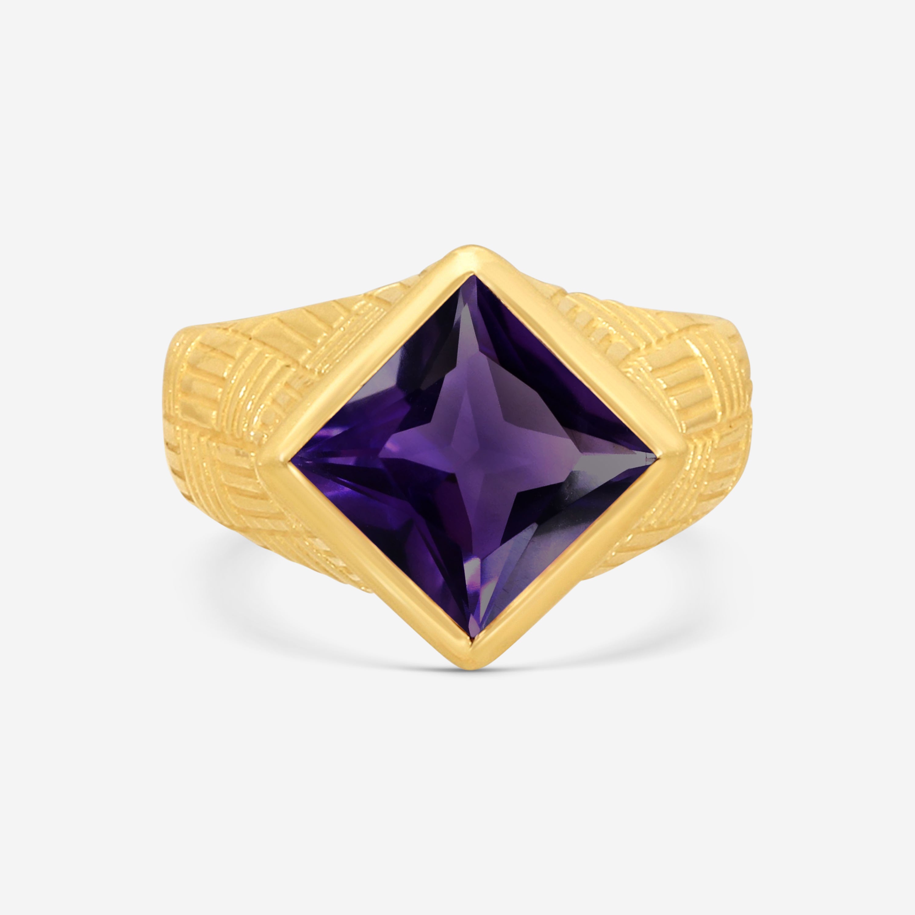 Suna 18K Yellow Gold Parquet Amethyst Statement Ring Sz. 6.25 R2870AMY - THE SOLIST