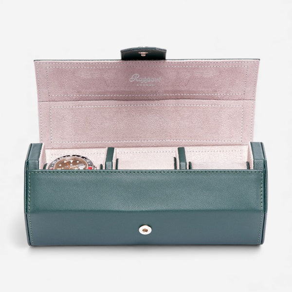 Rapport London Vantage Serpentine Leather Three Watch Roll D137