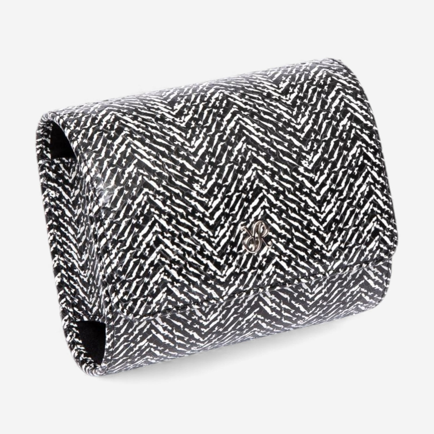 Rapport London Marlow Black Herringbone Leather Single Watch Roll D144