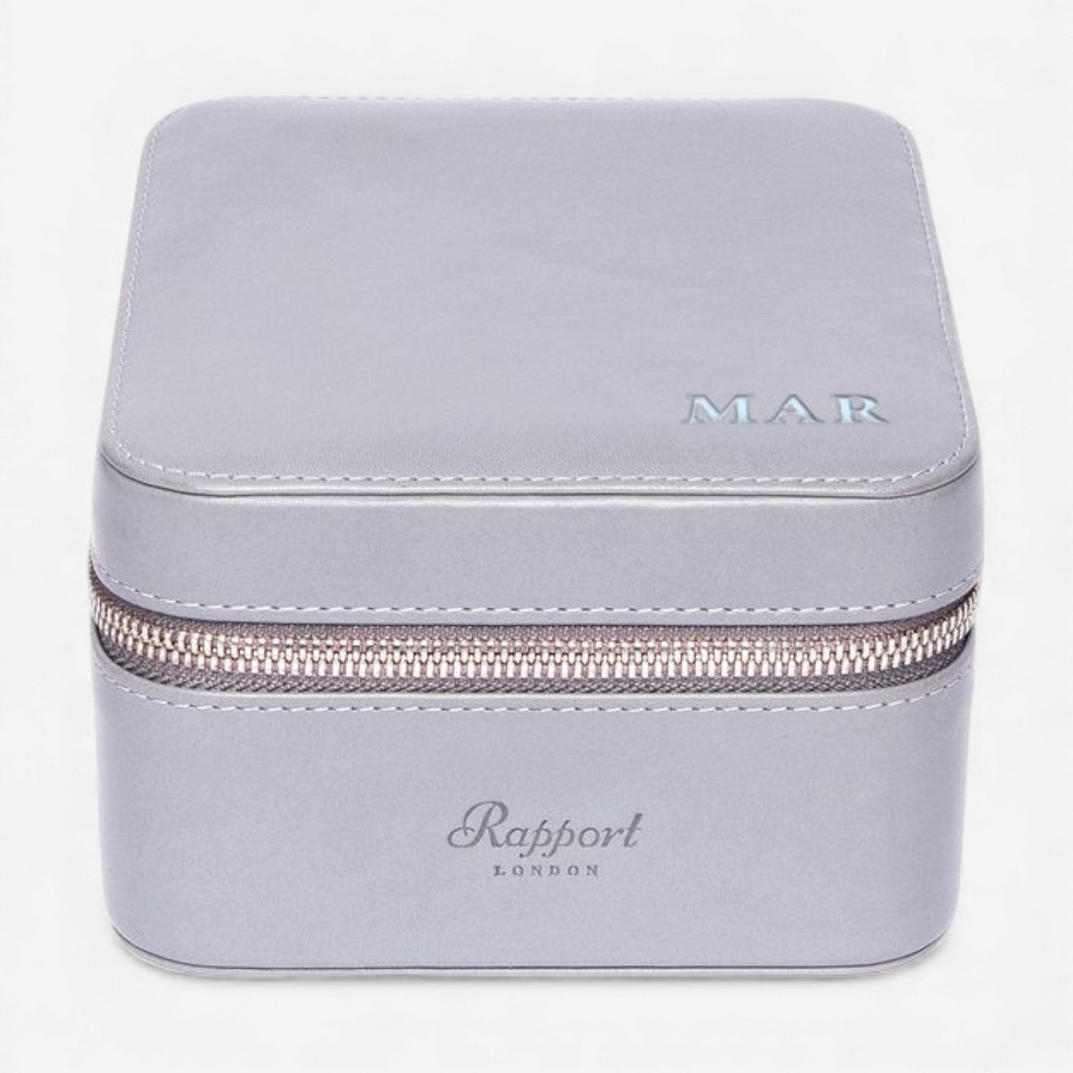 Rapport London Hyde Park Navy Grey Smooth Leather Two Watch Zip Case D264