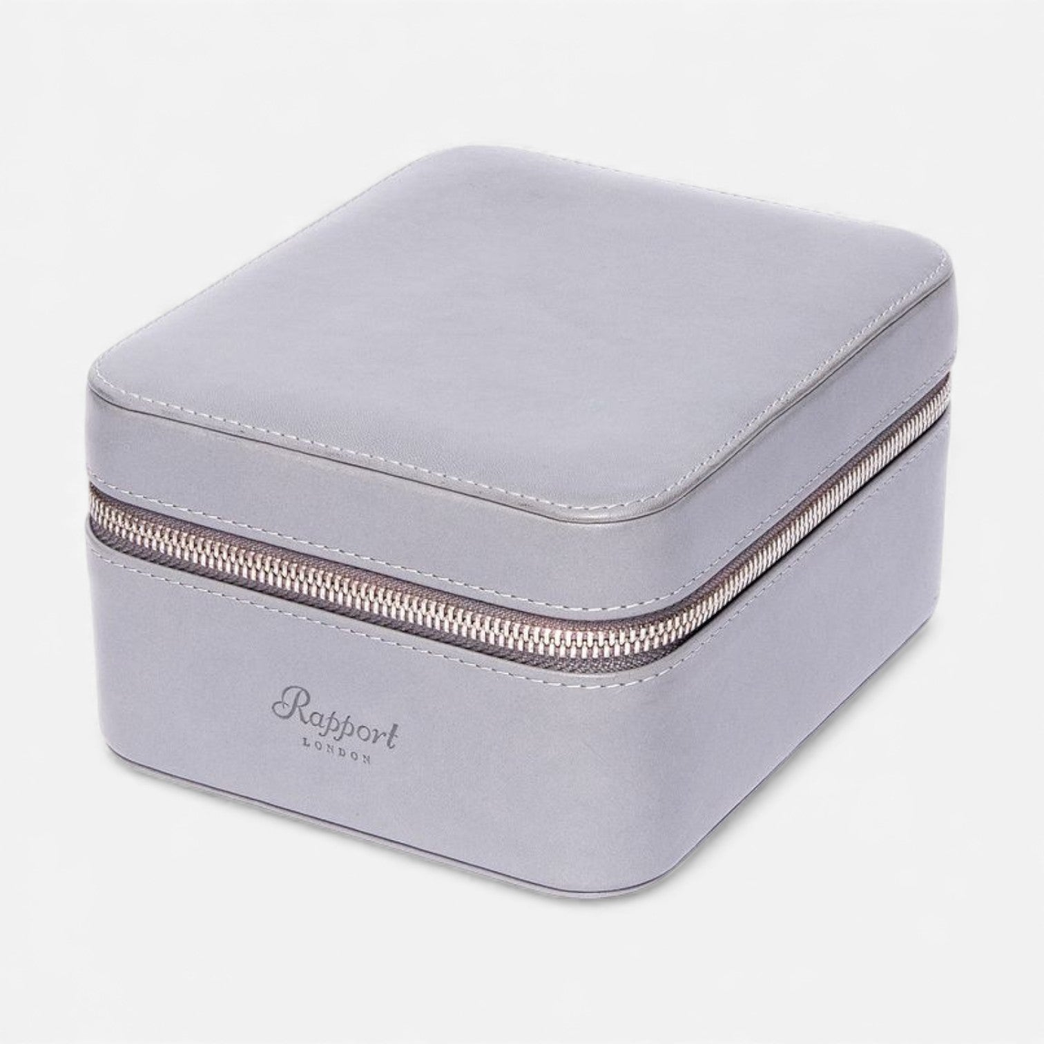 Rapport London Hyde Park Navy Grey Smooth Leather Two Watch Zip Case D264