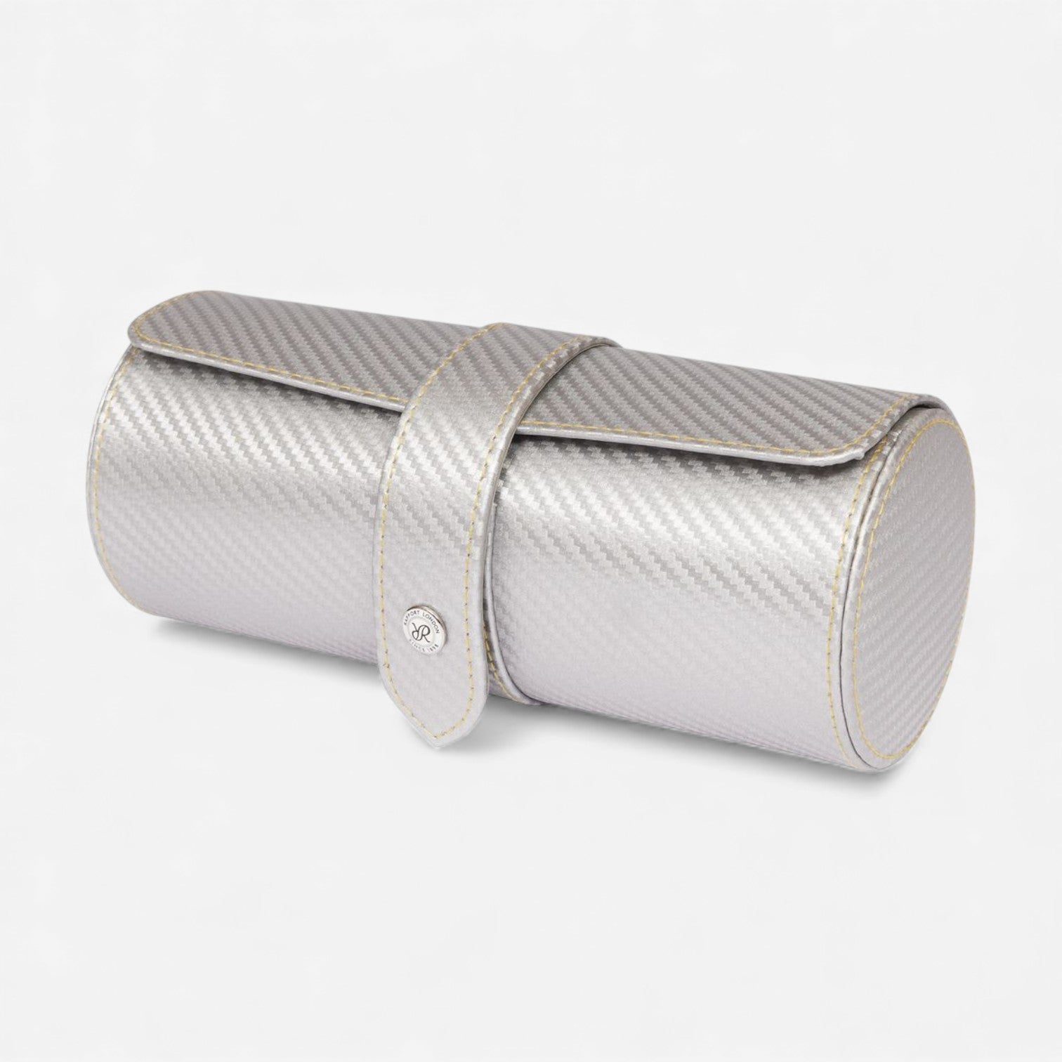 Rapport London Carbon Silver Carbon Fibre Three Watch Roll D353