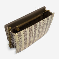 Armenta Natural Python Leather Mid-size Grey & White Crossbody Clutch 07098 - THE SOLIST