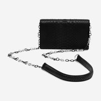 Armenta Black Waxed Python Leather Chained Clutch 11298 - THE SOLIST