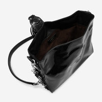 Armenta Black Patent Leather Mini Crossbody Hobo Bag 11261 - THE SOLIST