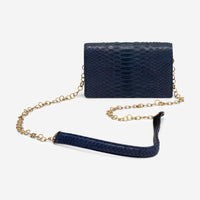 Armenta Blue Python Leather Chained Clutch 20986 - THE SOLIST