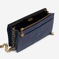 Armenta Blue Python Leather Chained Clutch 20986 - THE SOLIST