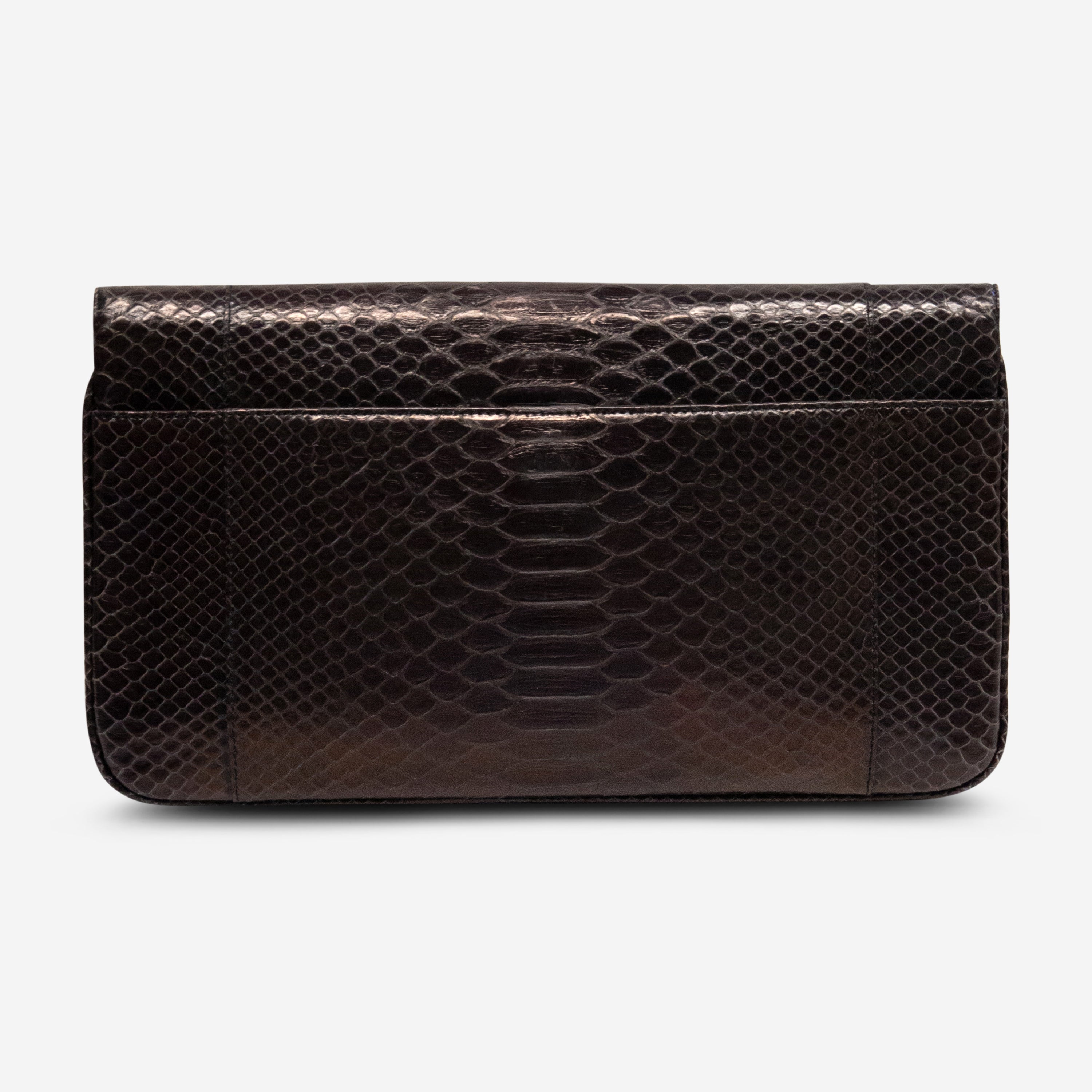 Armenta Grey Glazed Python Leather Flat Clutch 05697 - THE SOLIST
