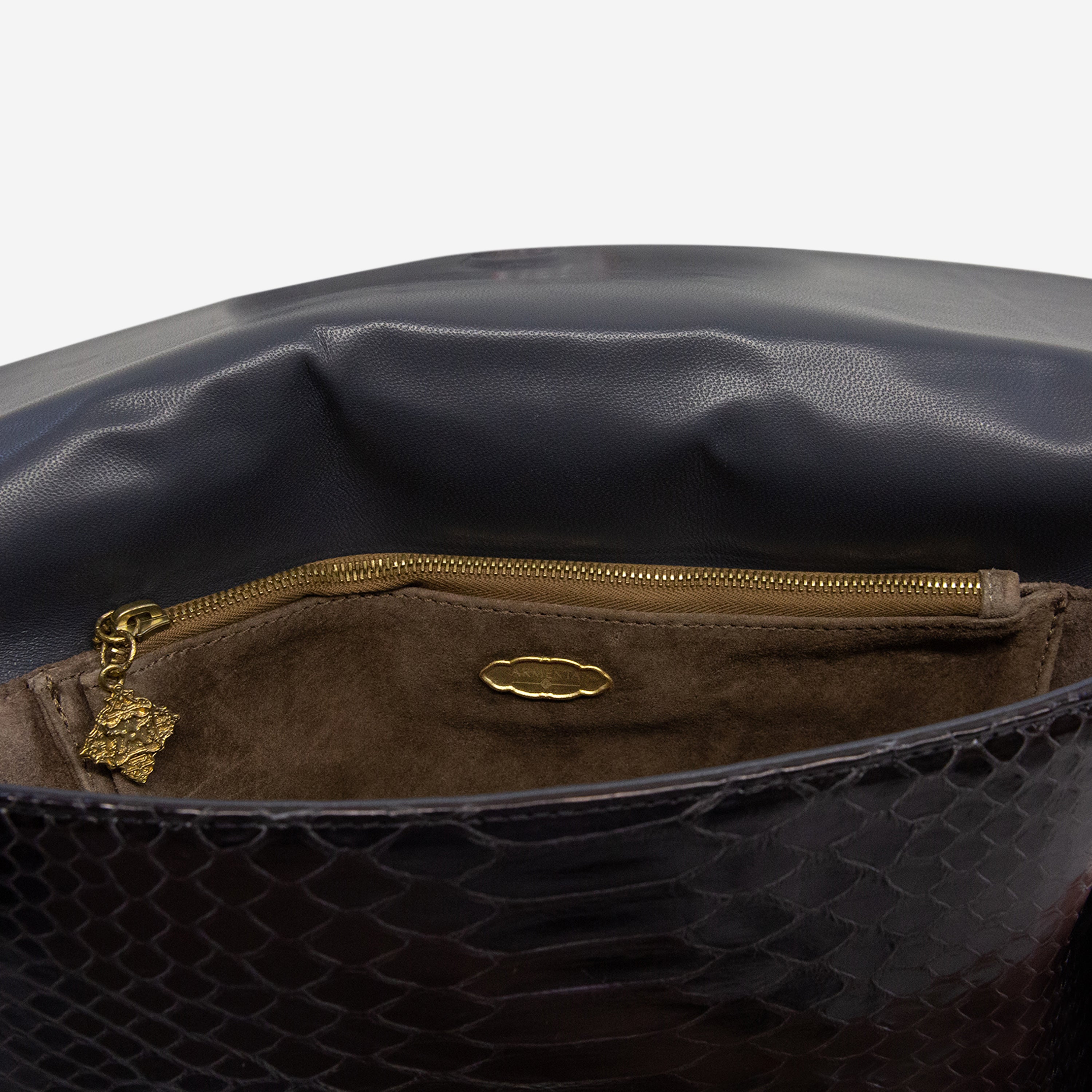 Armenta Grey Glazed Python Leather Flat Clutch 05697 - THE SOLIST